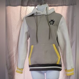 Mr. Puzzles Hoodie Gray and White Hoodie with Yellow Accents